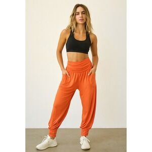 Free People Movement Pants XS Capri Harem Knit Pocket‎ Orange Activewear
